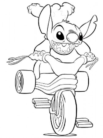 Stitch Riding Bike in Lilo & Stitch Coloring Page - Download ...