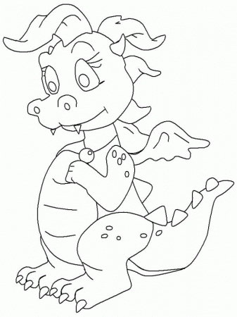 A Pretty Dinosaur Girl in Cartoon in Dinosaur Coloring Page - Free ...