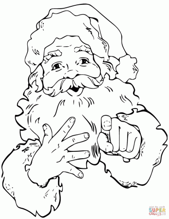 Santa Claus is Pointing Finger coloring page | Free Printable Coloring Pages