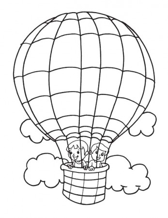 Kids in hot air balloon coloring page | Download Free Kids in hot ...