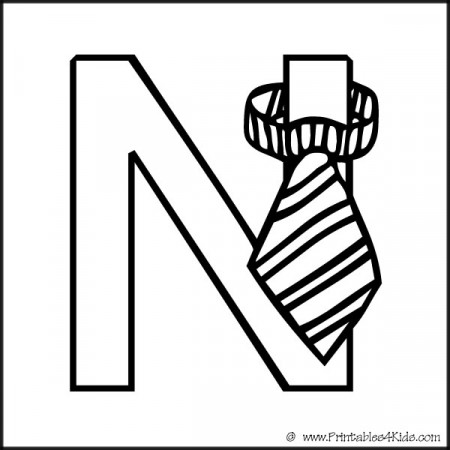 Alphabet Coloring Page Letter N Necktie – Printables for Kids – free word  search puzzles, coloring pages, and other activities