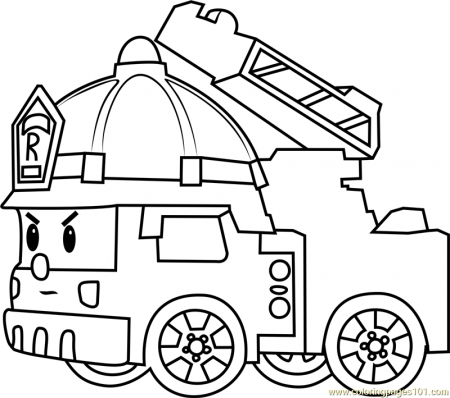 Roy Fire Truck Coloring Page for Kids - Free Robocar Poli Printable Coloring  Pages Online for Kids - ColoringPages101.com | Coloring Pages for Kids