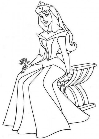 Princess Aurora Sitting on a Chair Coloring Page - Free ...