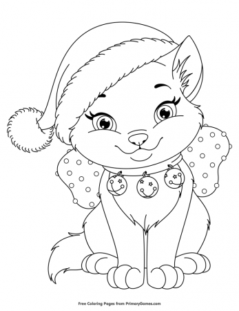 Christmas Kitten Coloring Page • FREE Printable eBook ...