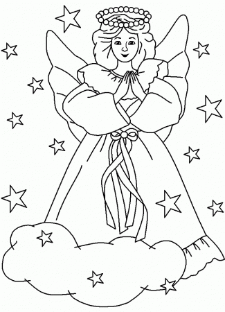 Free Christmas Coloring Pages - Retro Angels - The Graphics Fairy