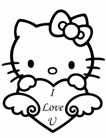 hello kitty valentine love you coloring page pages