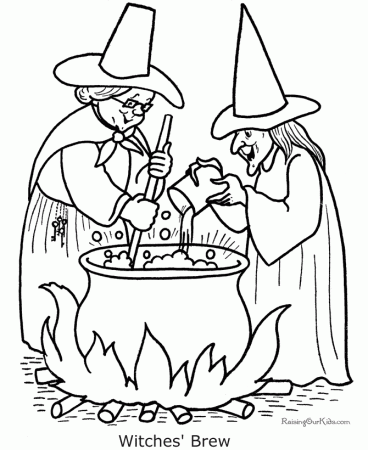 witch and ghost Colouring Pages
