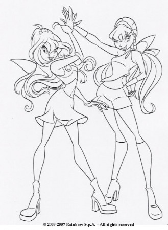 BLOOM coloring pages - Bloom and Stella the Winx club fairies