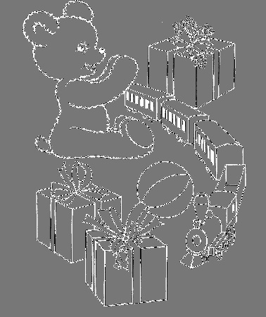 Christmas Gifts With Teddy And Train Coloring Pages - Christmas 