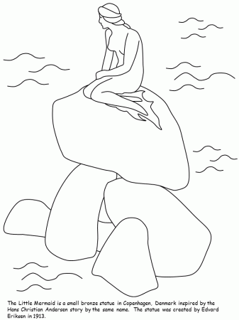 Printable Denmark Little Mermaid Countries Coloring Pages 