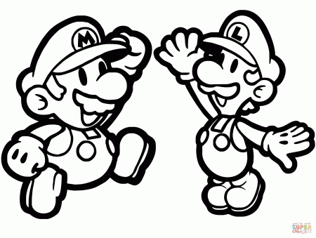 Paper Mario and Luigi coloring page | Free Printable Coloring Pages