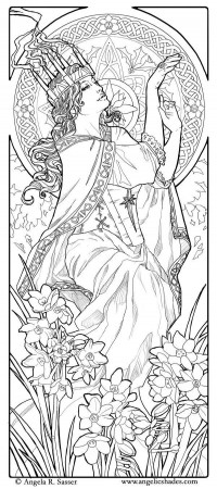 Free coloring page «coloring-adult-woman-art-nouveau-style ...