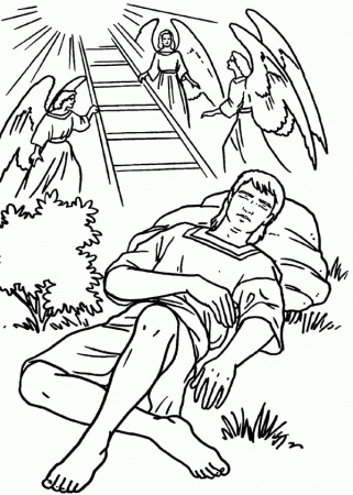 Jacobs Ladders and Angels in Jacob and Esau Coloring Page - NetArt