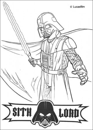 STAR WARS coloring pages - Darth Vader with a laser sword