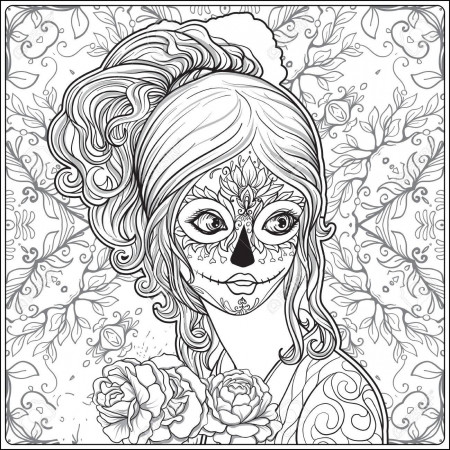 Coloring Pages : Day Of The Coloring Book Portrait Young ...