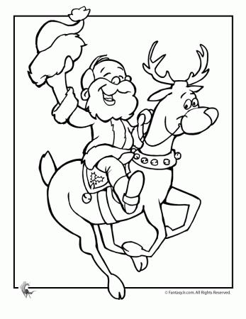 Santa and Reindeer Coloring Page | Woo! Jr. Kids Activities : Children's  Publishing
