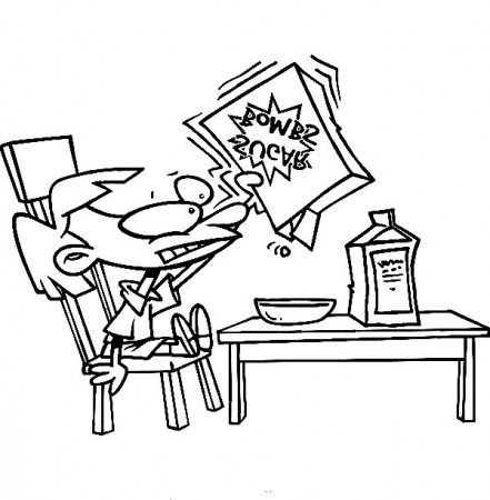 Kid Eating Cereal For Breakfast Coloring Page : Coloring Sun