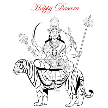 Premium Vector | Goddess durga, happy durga puja subh navratri, happy  dasara indian festival vector illustration