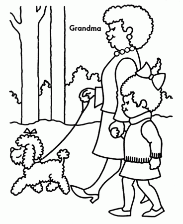 Grandparents Day Coloring Pages - Grandma shows me things coloring 