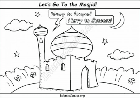Let's Go to the Masjid! – Coloring Page – Islamic Comics
