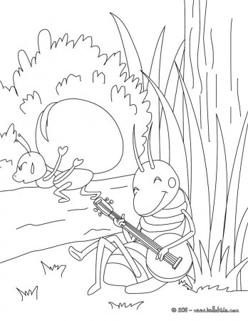 Fables of LA FONTAINE coloring pages - THE GRASSHOPPER AND THE ANT