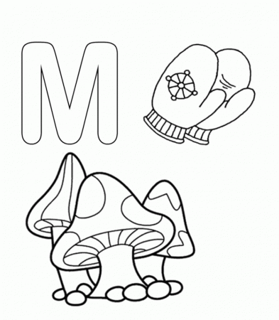 M For Mushrooms And Mitten Coloring Pages - Activity Coloring 