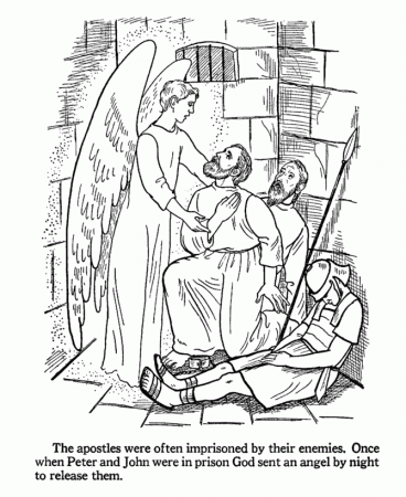 The Apostles Coloring Pages - Peter and John in prison | Bible-Printables