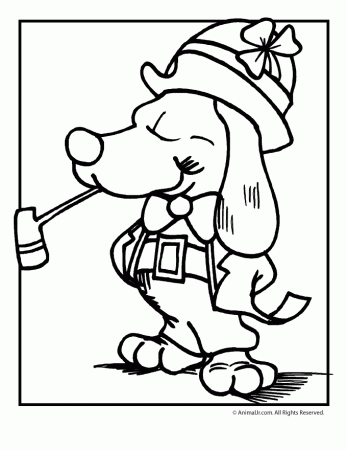 St. Patrick's Day Coloring Page - Dog - Woo! Jr. Kids Activities