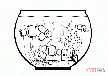 Fish Tank Coloring Page - Coloring Pages for Kids and for Adults