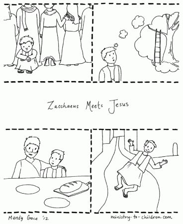 Zacchaeus & Jesus Coloring Page (Free Printable)