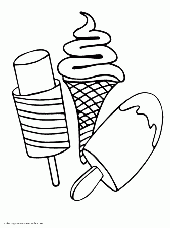 Ice lolly, cone and eskimo pie coloring pages || COLORING-PAGES -PRINTABLE.COM