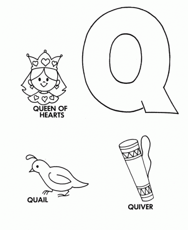 ABC Alphabet Coloring Sheets - Q is for Queen / Quail / Quiver ...