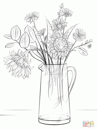 Bouquet of Flowers coloring page | Free Printable Coloring Pages