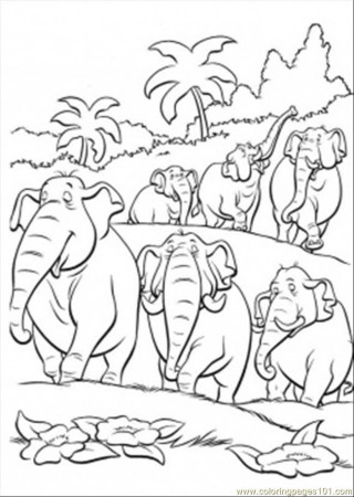 Coloring Pages Elephants In The Jungle (Natural World > Forest 