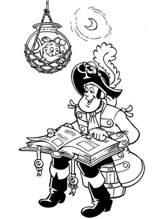 Piet Pirate Captain Reading a Book Coloring Pages | Bulk Color