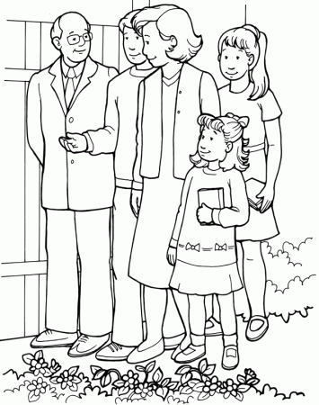 family go to church Colouring Pages