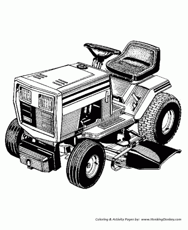 Farm Equipment Coloring Pages | Printable Farmer on a Lawn mower ...