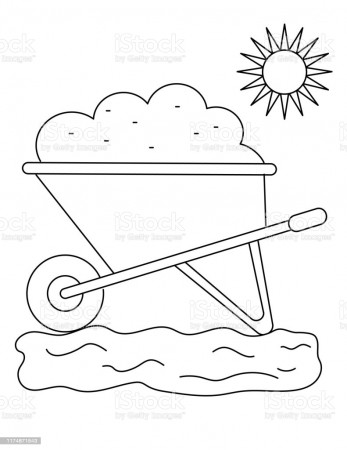 Cute Childrens Farm Coloring Book Page Wheelbarrow Stock Illustration -  Download Image Now - iStock