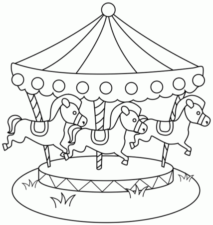 Merry Go Round Line Art Sketch Coloring Page | Coloring pages, Carousel  horses, Horse clip art