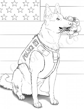 Police Dog Coloring Page/animal Color Sheets/dog Coloring - Etsy