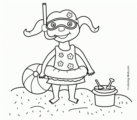 Beach Coloring Pages Show Me More Kids At Beach Colouring Pages ...
