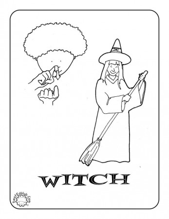 witch coloring | American Sign Language