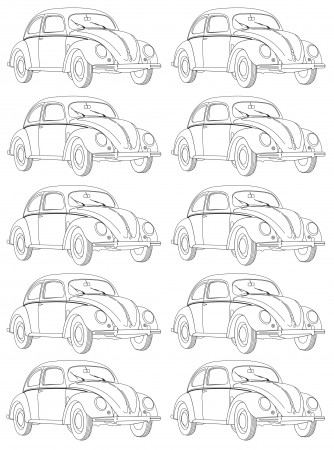 Volkswagen type 1 beetle mosaic - Vintage Adult Coloring Pages
