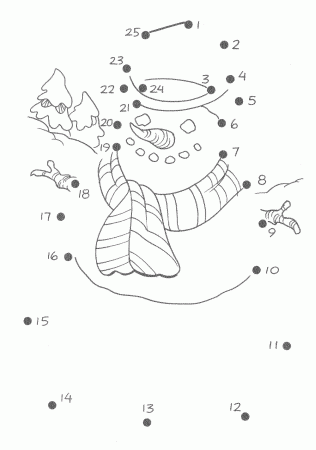Snowman Dot To Dot Christmas Coloring Pages