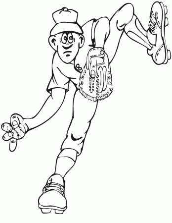 Printable Baseball Pitcher Coloring Page | In Mid-Pitching Motion