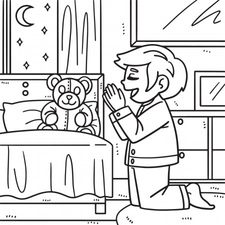 Christian Praying Child Coloring Page for Kids 15694373 Vector Art at  Vecteezy