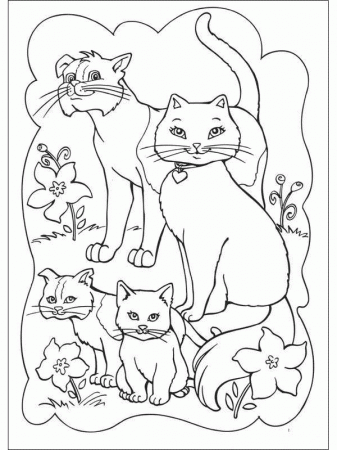 Barbie With Cat on Her Lap Coloring Page | Animal pages of ...