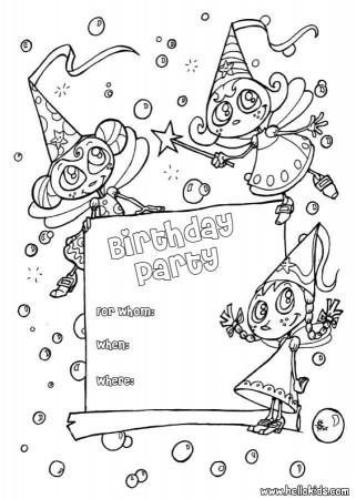 BIRTHDAY CARDS coloring pages - Fairy : Birthday Party Invitation