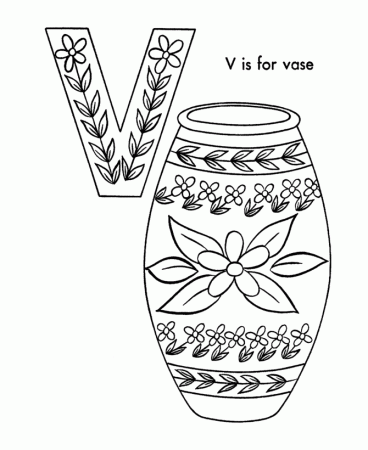ABC Alphabet Coloring Sheets - ABC Vase - Objects coloring page 