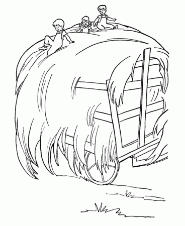 Farm Equipment Coloring Pages | Farm Hay Wagon Coloring Page and 